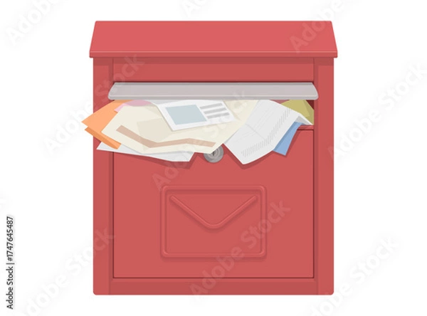 Fototapeta チラシでいっぱいの郵便受けポスト