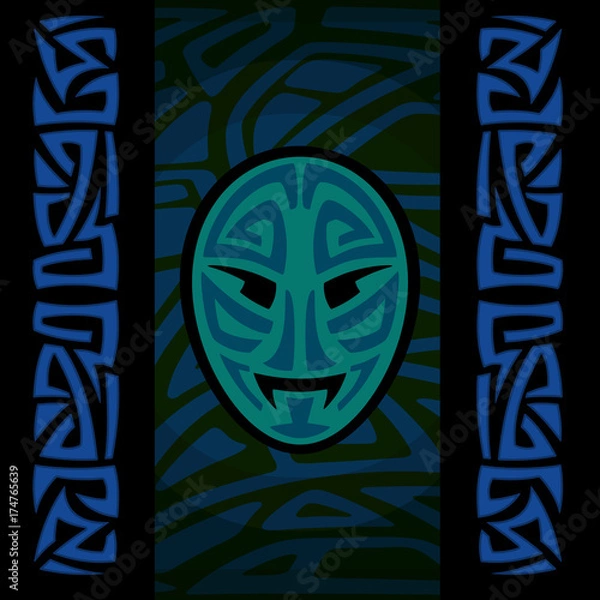 Obraz maori mask with tribal pattern