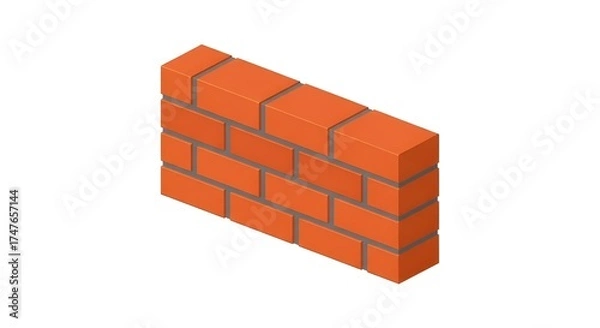 Fototapeta Red Brick Wall Vector Illustration for Construction and Architecture Design