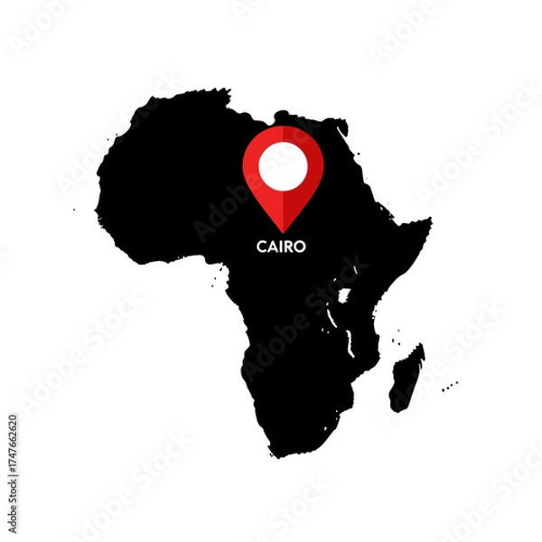 Fototapeta A Map of Africa with Cairo as Its Focal Point Emphasizing Geographical Significance