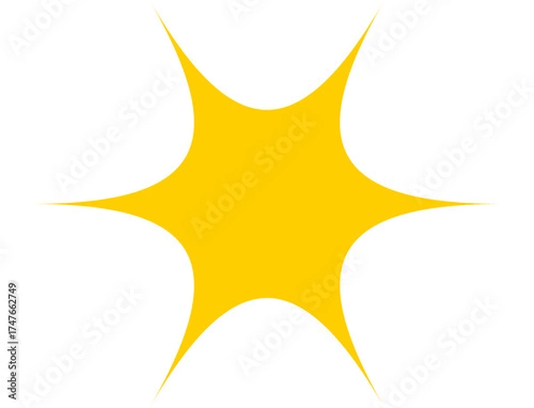 Obraz A bright yellow star shape with sharp points, isolated on transparent background