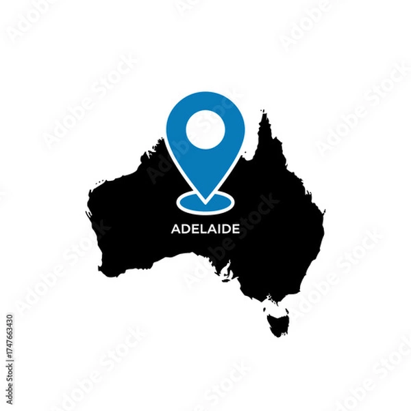 Fototapeta Stylized Adelaide Location Icon Overlaid on Australian Map Silhouette Design
