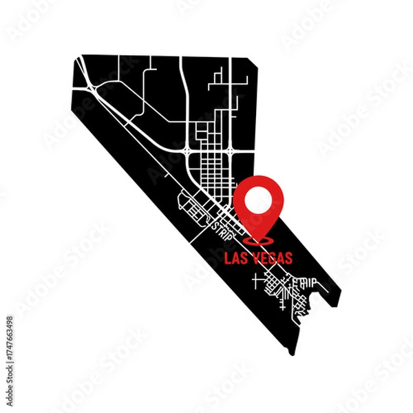 Fototapeta Nevada geographical blueprint representation featuring location mark of Las Vegas city