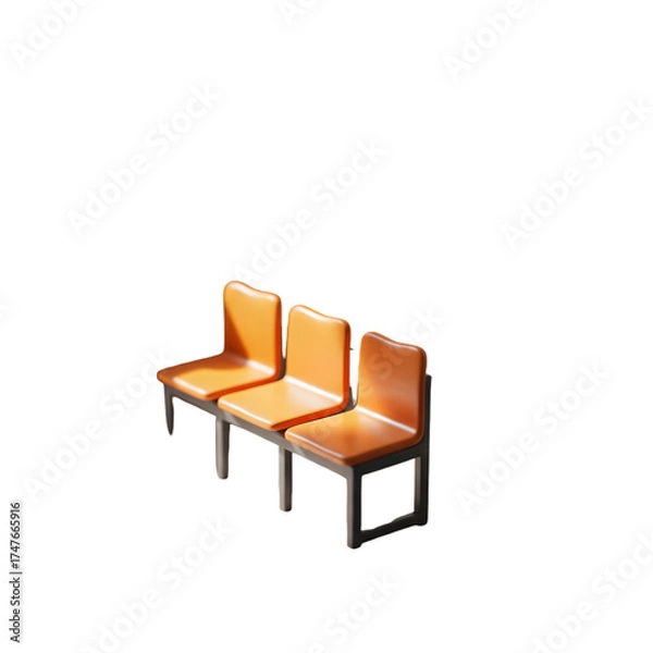 Obraz 3d render isolated orange chairs waiting room empty modern