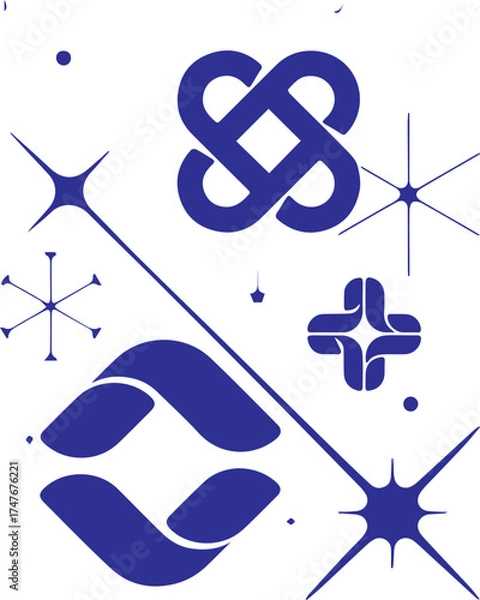 Fototapeta Pisces zodiac sign vector icon set illustration with seamless pattern design