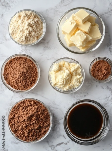 Obraz Ingredients arranged atop a marble surface