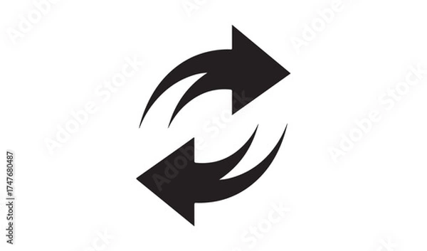 Fototapeta Two black arrows forming a circular or repeating motion symbol