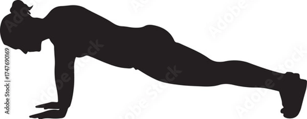 Obraz Gym Workout Silhouette of Push-Up Exercise Positions