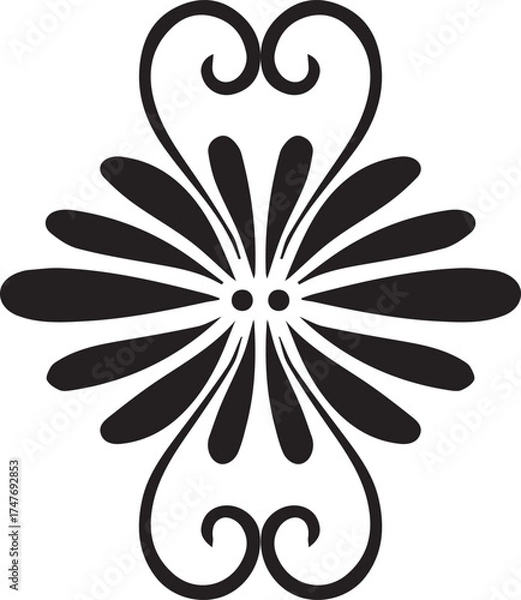 Fototapeta Abstract floral ornament vector illustration of black and white flower pattern for spring design art decoration