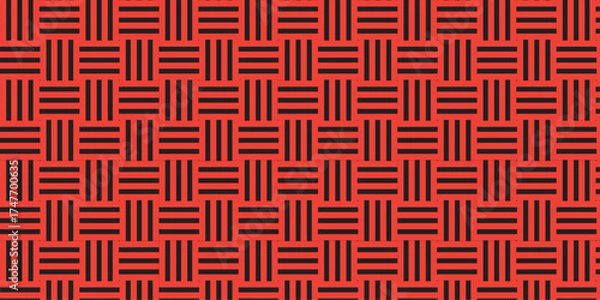 Fototapeta Seamless pattern with squares line diamond wall mat. Vintage textile decor geometric illustration element.