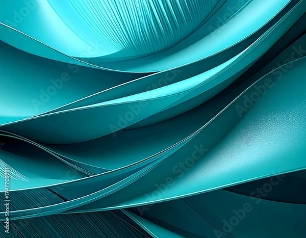 Obraz Abstract turquoise curves