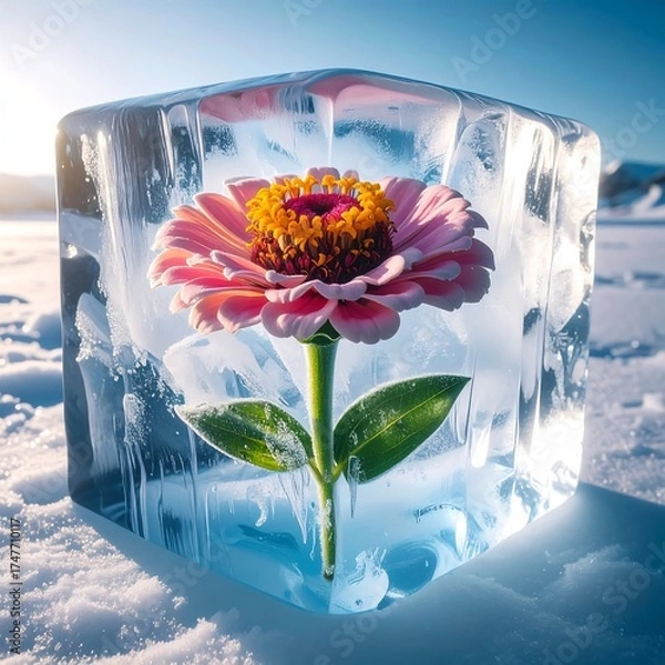 Obraz A flower frozen in ice