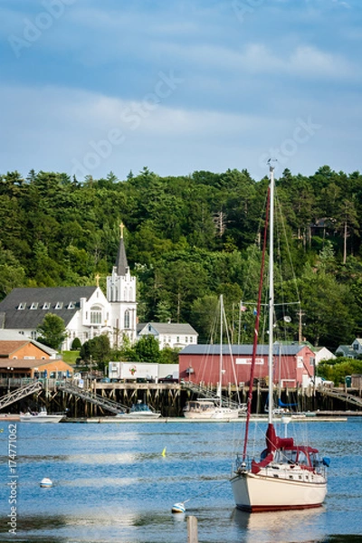 Fototapeta Sailboat moored near Portland, Maine