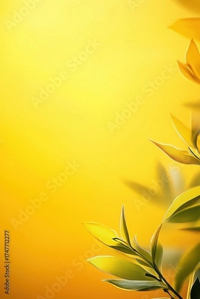 Fototapeta Golden leaves with soft shadows on warm background perfect for luxury branding nature-themed packaging and elegant stationery design