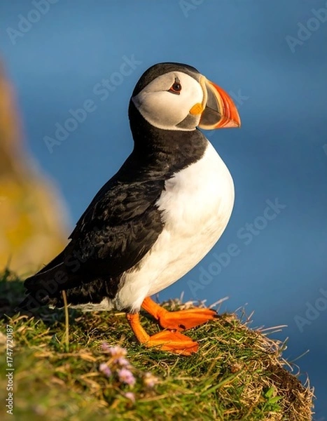 Obraz Puffin perched on a cliff