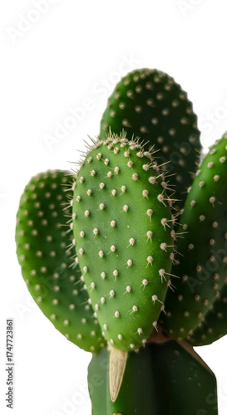 Fototapeta Isolated Photo Of Green Prickly Pear Cactus With Water Droplets