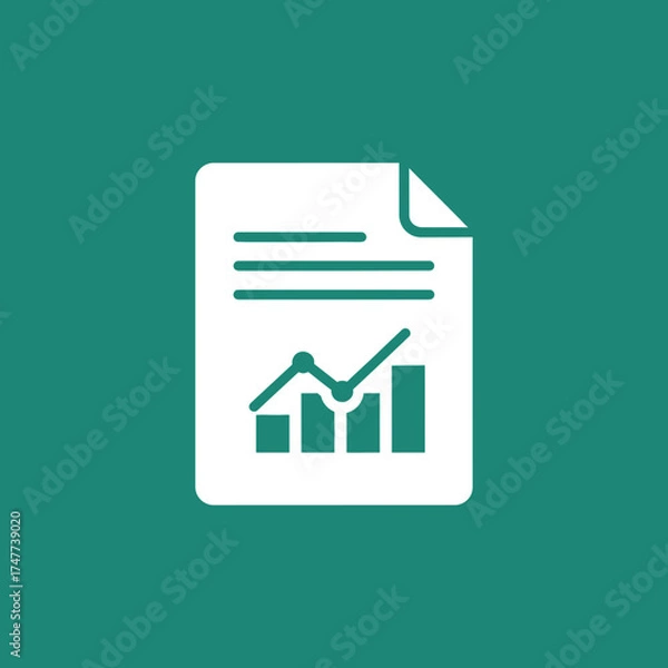 Obraz Document with financial chart and data on green background.