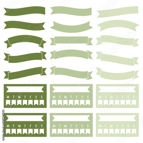 Obraz Green Productivity Digital, Planner stickers, Journal Stickers, Memo notes activity and scrapbook stickers.