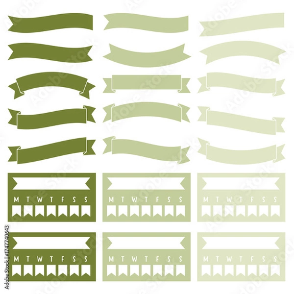 Fototapeta Green Productivity Digital, Planner stickers, Journal Stickers, Memo notes activity and scrapbook stickers.