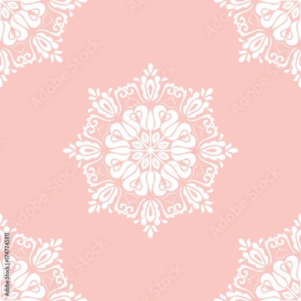 Obraz Orient classic pattern. Seamless abstract background with vintage elements. Orient pink and white pattern. Ornament for wallpapers and packaging