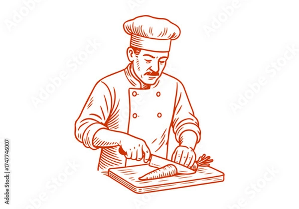 Fototapeta Carrot hand drawn simple engraved vector illustration