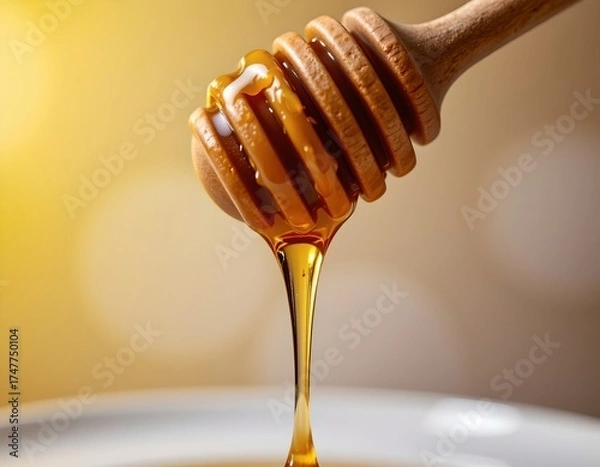 Fototapeta Closeup Honey Dipper with Dripping Honey