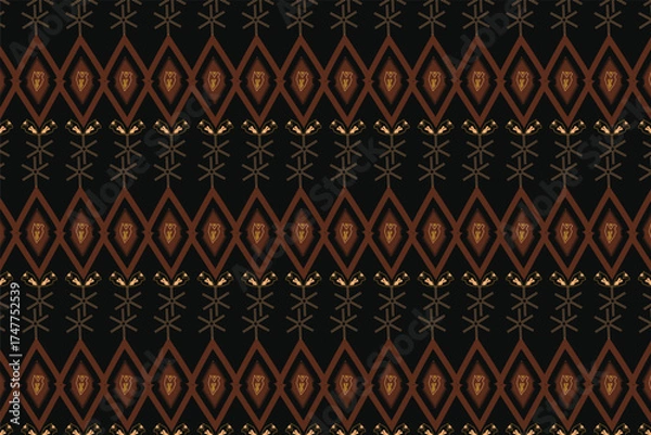Fototapeta Warm geometric and tribal seamless patterns with earthy, metallic tones for packaging, fabric, and home decor