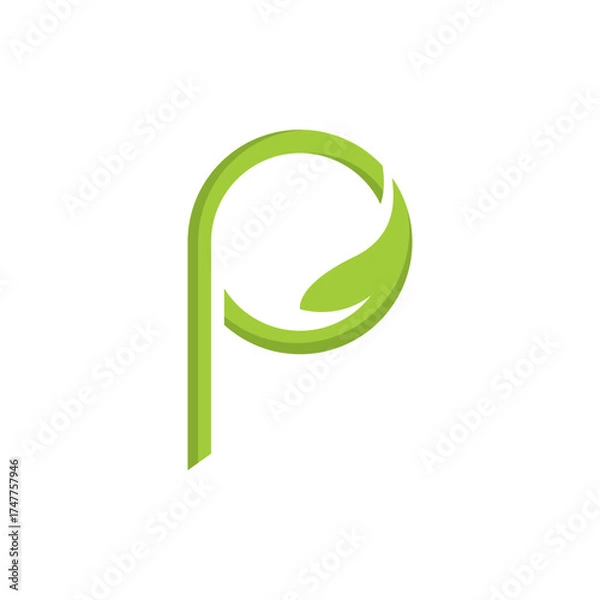 Fototapeta p nature and eco leaf  logo vector icon illustration design