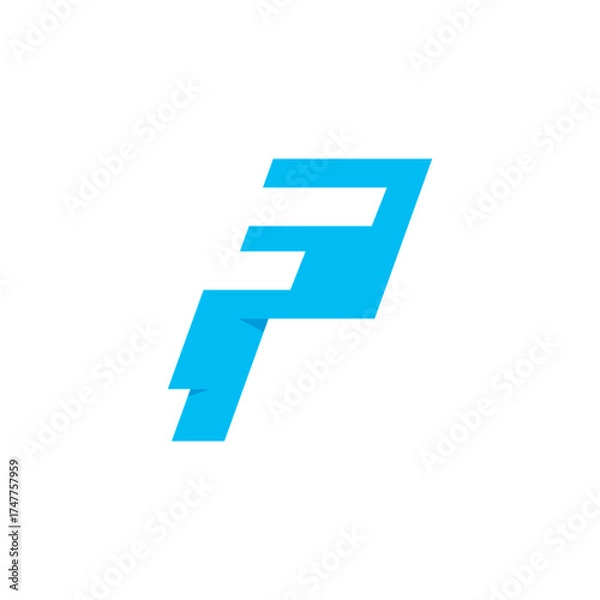 Fototapeta combination of the letters f and p in blue color logo vector icon