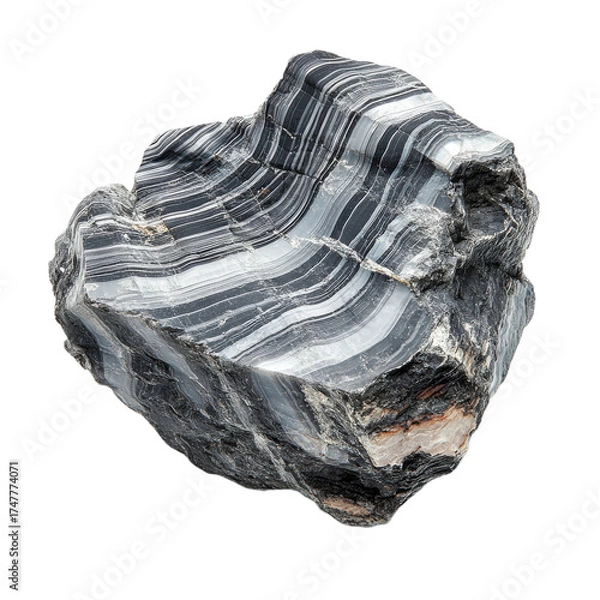 Fototapeta Banded rock on blackness on transparent background