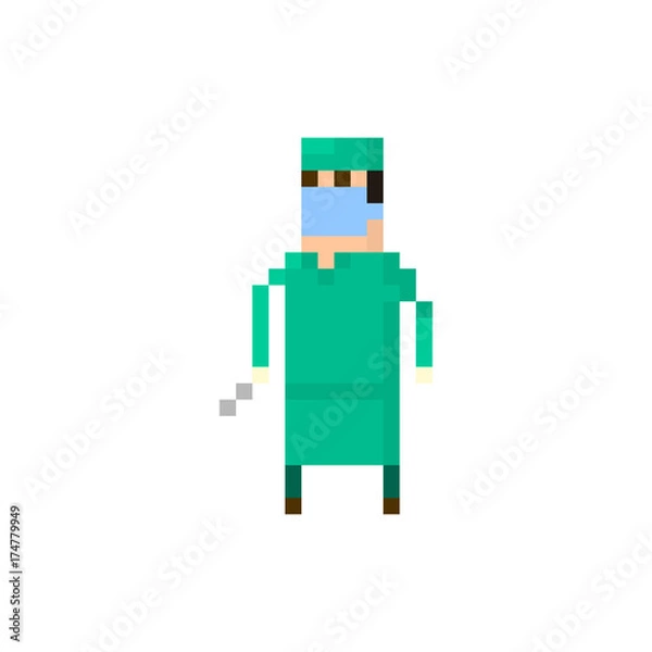 Fototapeta Pixel character surgeon for games and applications