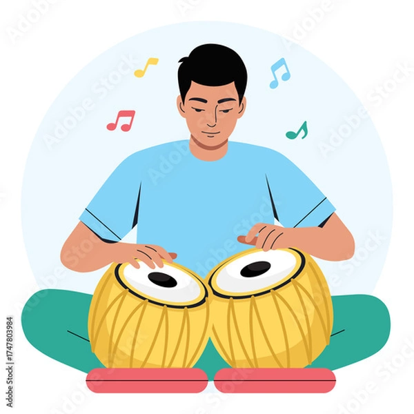 Fototapeta Playing the Tabla PNG file on transparent background.