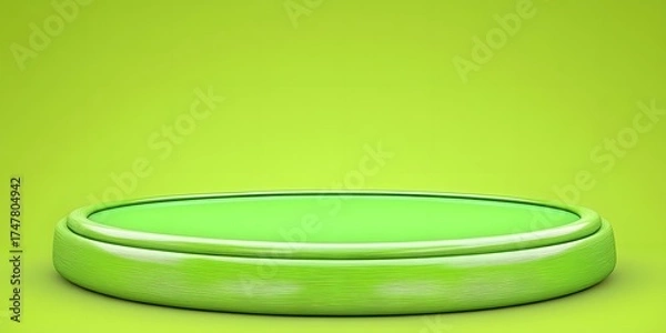 Fototapeta Green showcase podium on monochrome background for product display mockup
