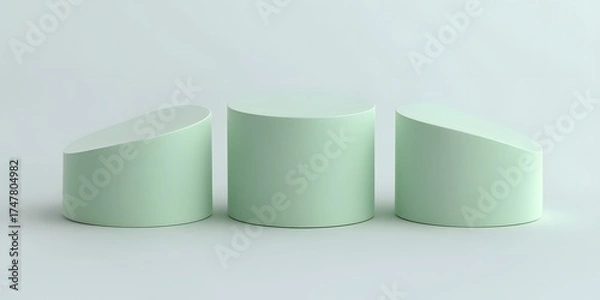 Fototapeta Abstract pastel cylinder podiums background for product showcase display template mockup