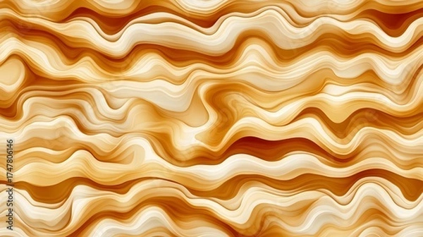 Fototapeta Abstract caramel wave background texture with smooth flowing wavy lines