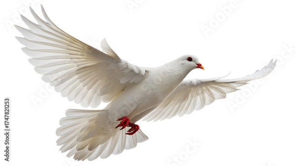 Obraz Majestic white dove soars, a symbol of peace and freedom with wings spread in flight