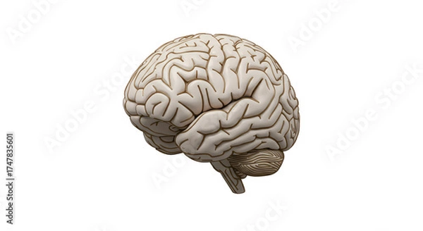 Obraz Realistic 3D Brain Isolated On Black Background
