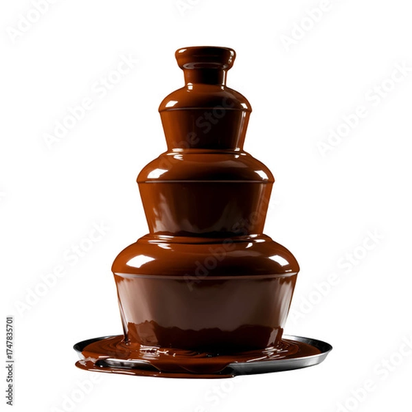 Obraz Realistic 3D Chocolate Fountain Cascading Dark Chocolate