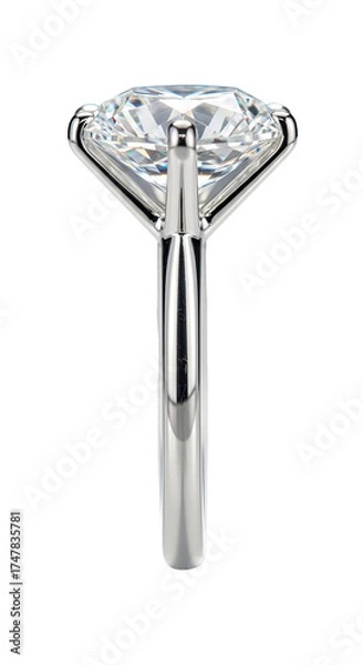 Obraz Realistic 3d diamond ring isolated background platinum setting