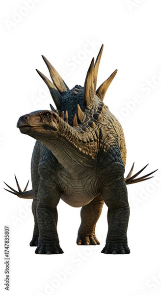 Obraz Realistic 3D Dinosaur with Spikes Isolated on Black Background