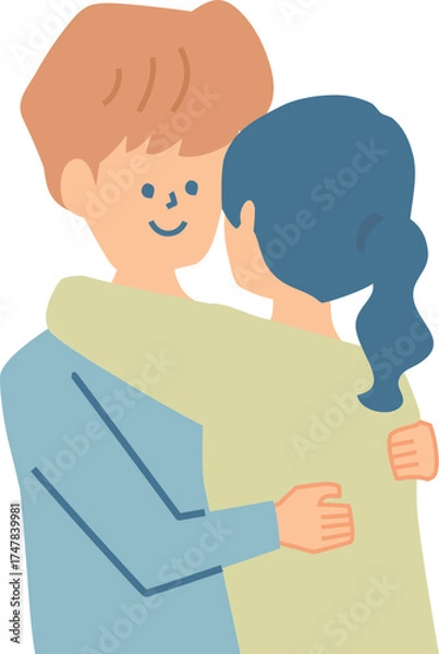 Obraz ハグするカップルのイラスト