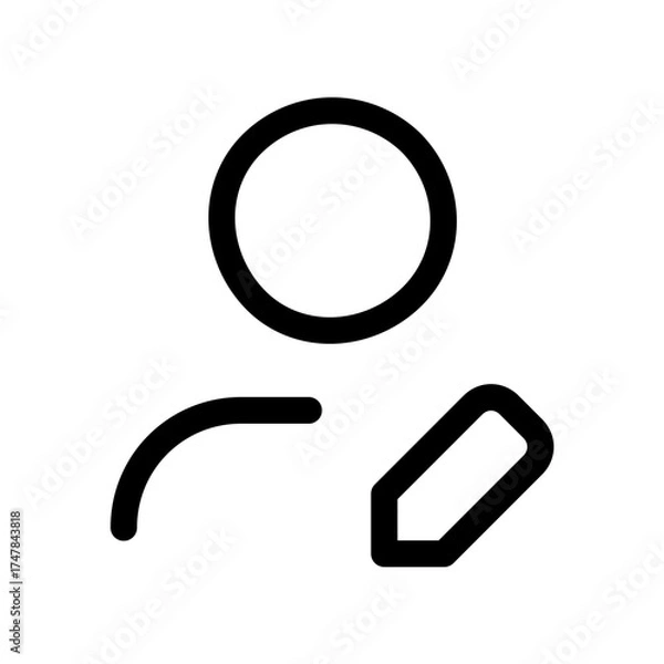 Fototapeta Edit user profile black line vector icon
