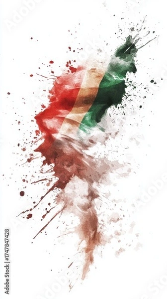 Obraz Abstract italian flag splatter art with vibrant colors and dynamic brushstrokes. Hungarian Republic Day