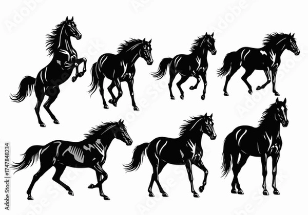 Obraz set of horses vector