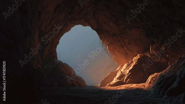 Obraz Rock Cave with Light Beam Exit