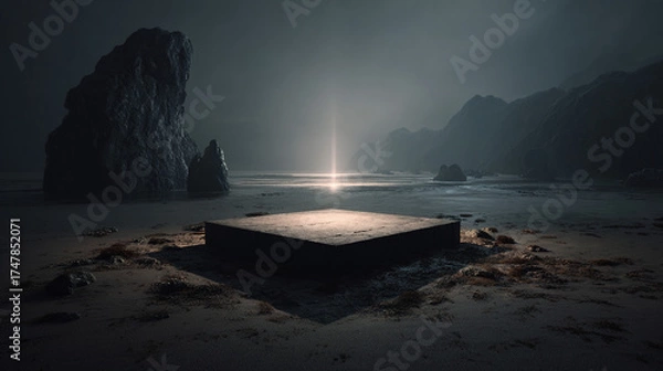 Obraz Mysterious Cave with Light Beam and Smoke