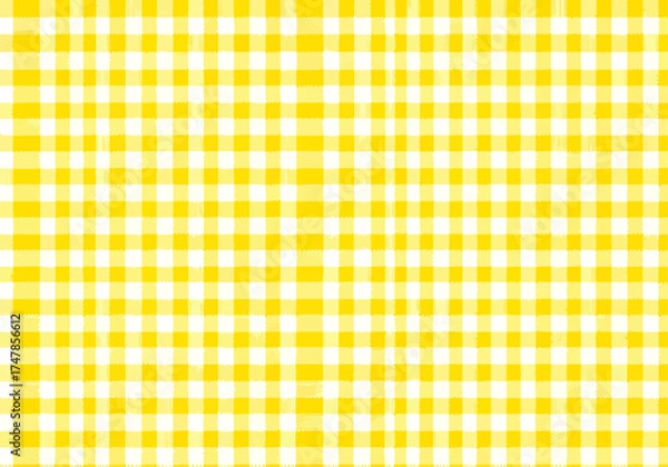 Obraz Yellow gingham seamless fabric pattern, a vintage picnic tablecloth texture