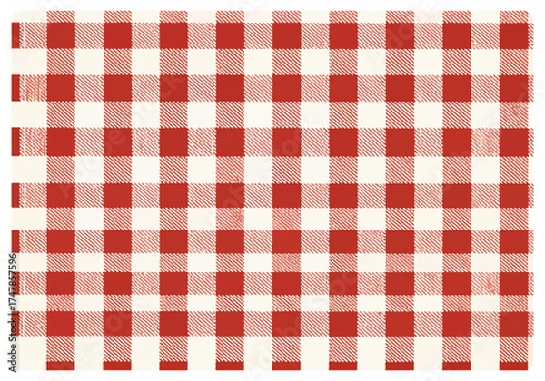 Obraz Red and white gingham seamless textile pattern for picnic backdrop