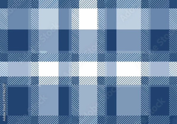 Obraz Seamless blue plaid tartan textile pattern design texture