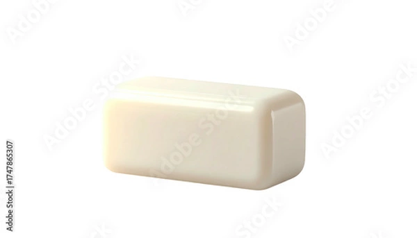Fototapeta A smooth, rectangular, white soap bar, slightly rounded, on a black background